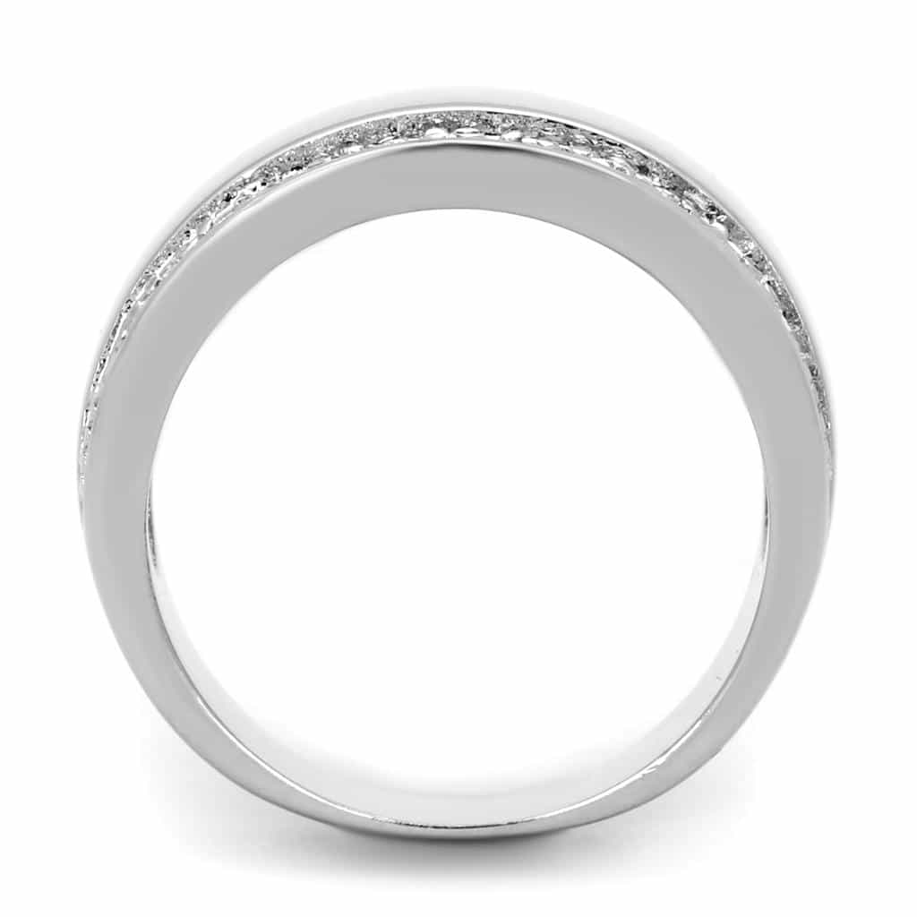 Brass CZ Pave Channel Wide Polished Band Ring view 6