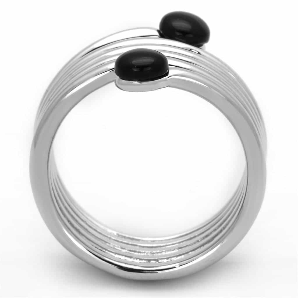 Brass Black Onyx Ball Wire Wrap Multi-Row Ring view 6