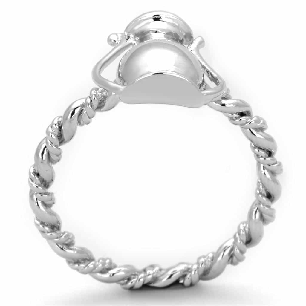 Brass Pearl Cabochon Oxidized Rope Cocktail Ring view 6