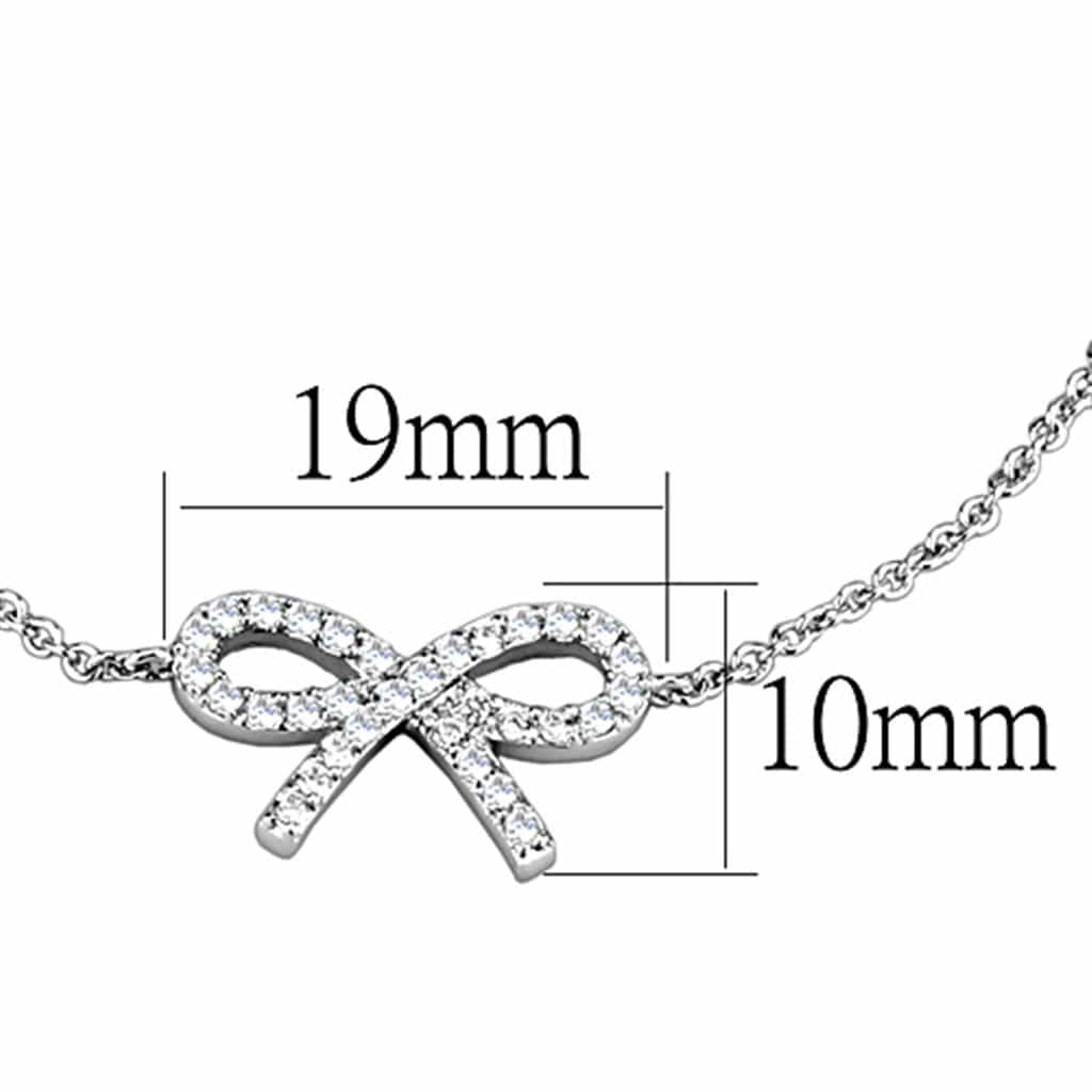 Brass CZ Pave Ribbon Bow Chain Bracelet view 6