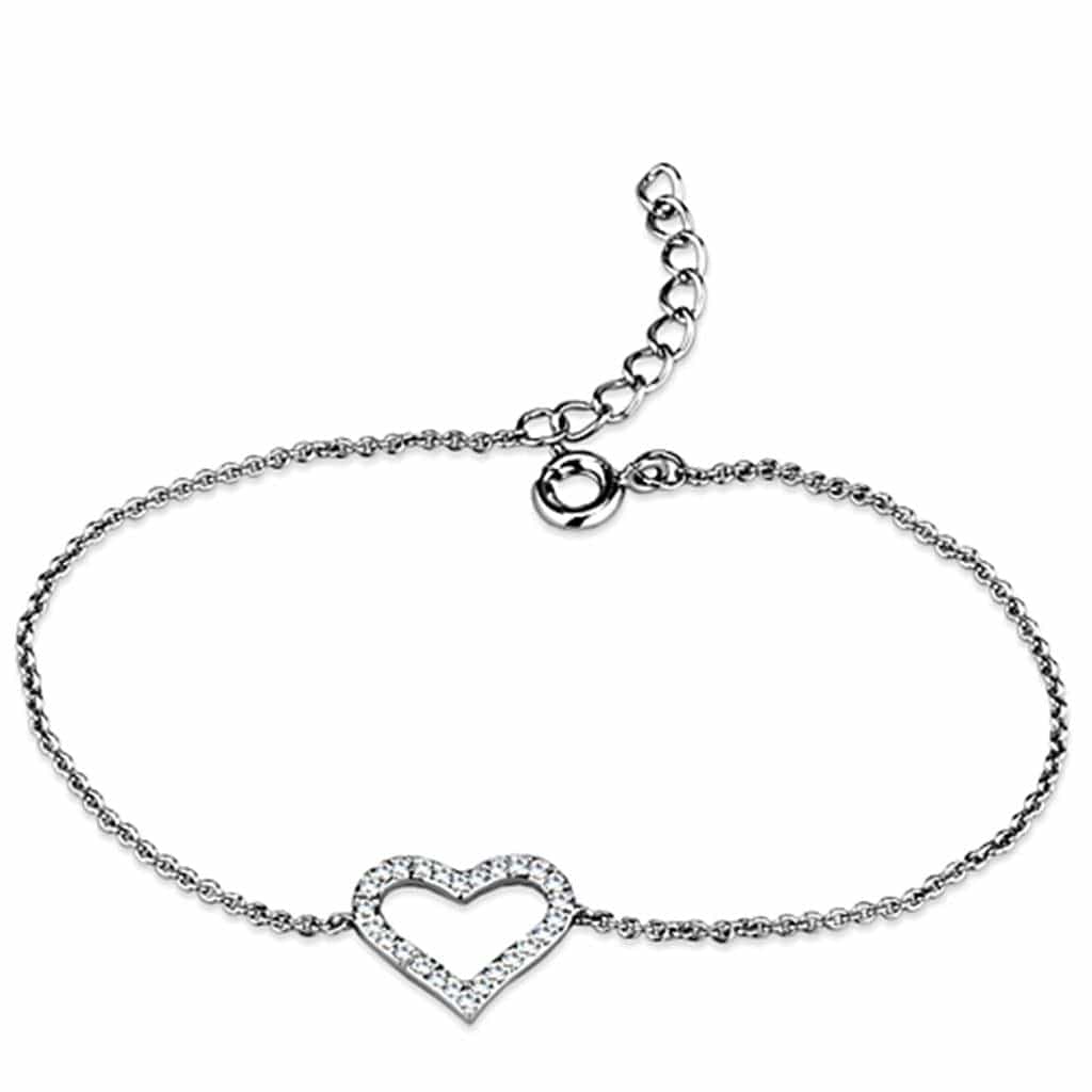 Brass Polished Open Heart Chain Bracelet view 4