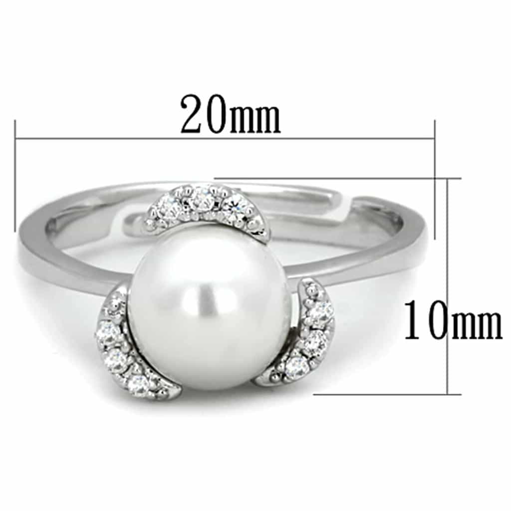 Brass Pearl CZ Wave Open Solitaire Ring view 4