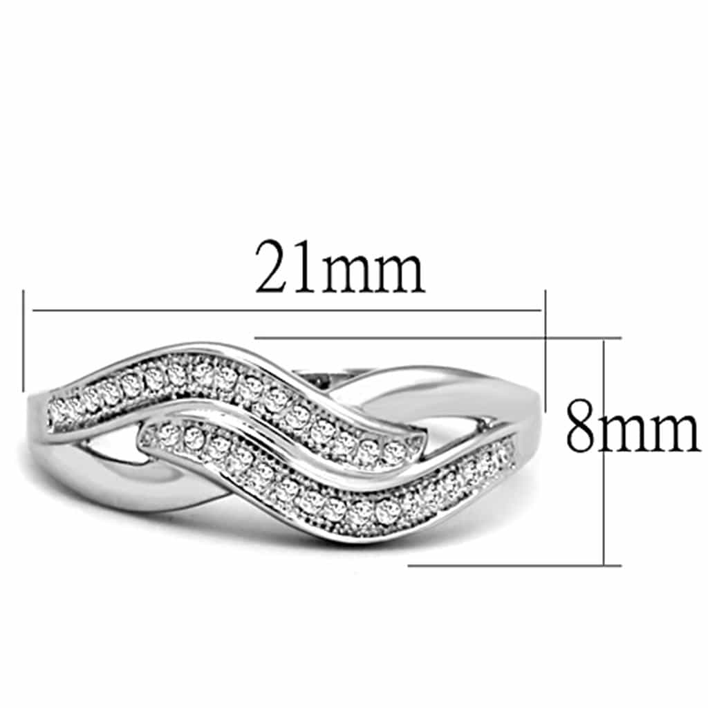 Brass CZ Pave Double Wave Crossover Band Ring view 4