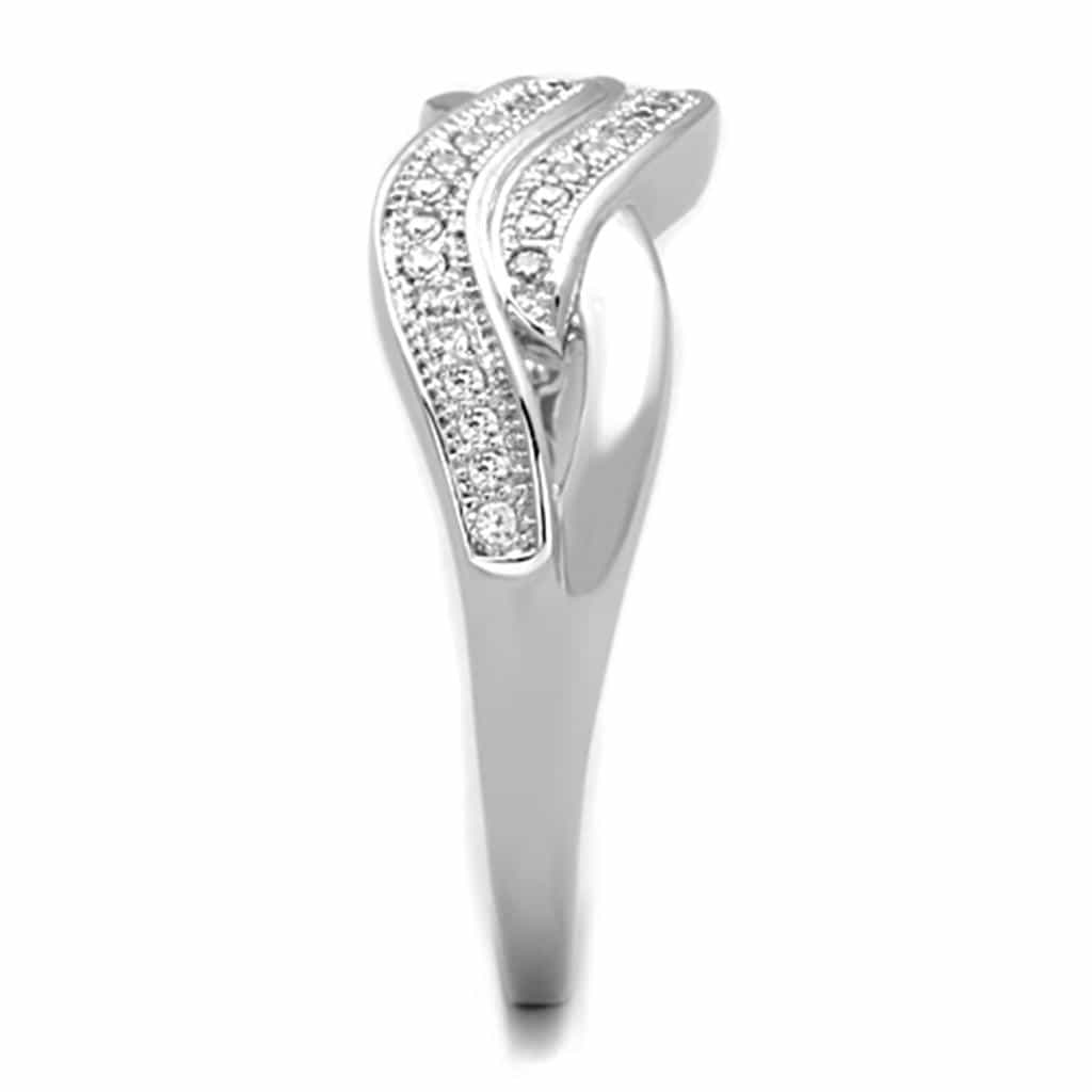 Brass CZ Pave Double Wave Crossover Band Ring view 8