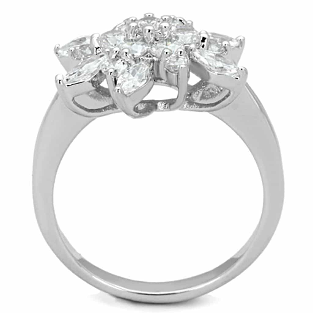 Brass CZ Marquise Round Flower Starburst Ring view 6
