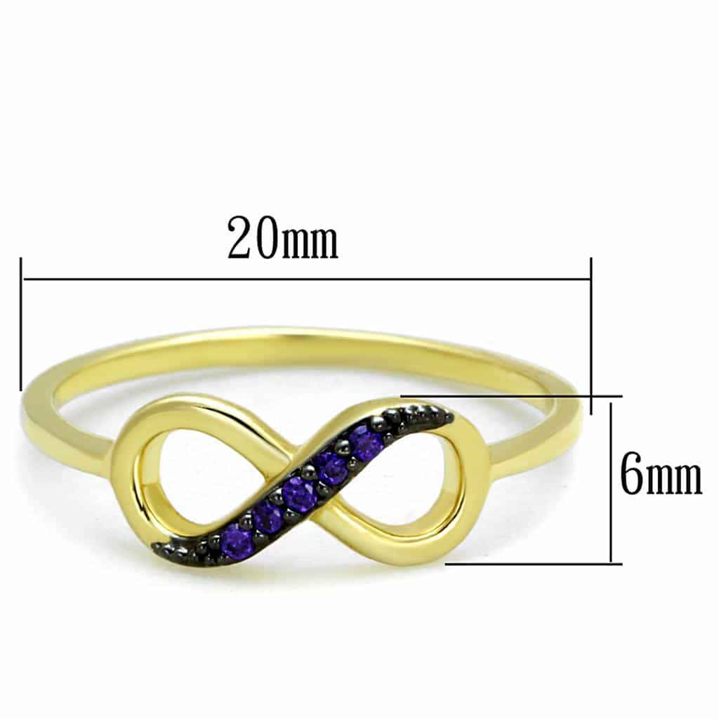 Brass Gold Tanzanite CZ Pave Infinity Loop Ring view 4