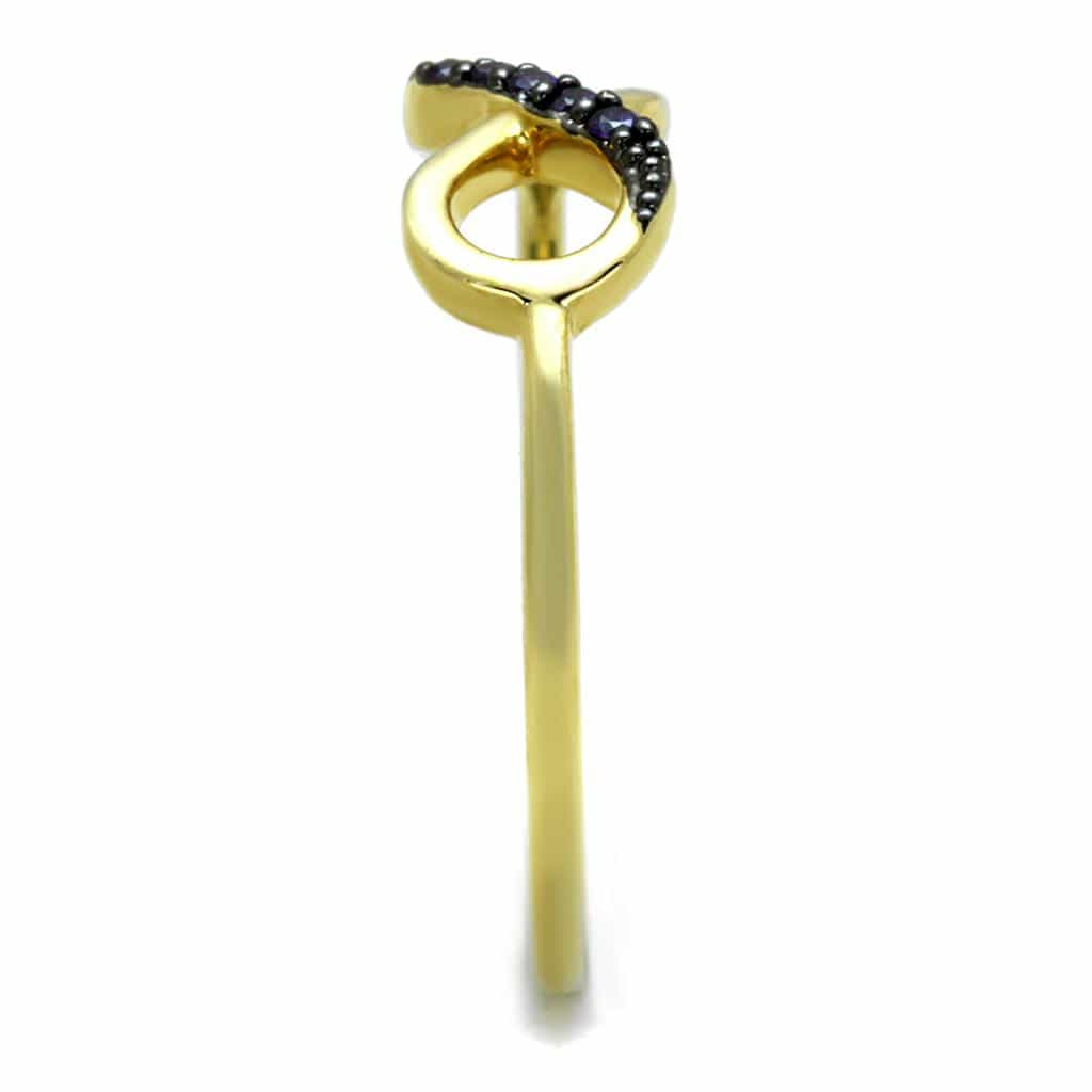 Brass Gold Tanzanite CZ Pave Infinity Loop Ring view 8