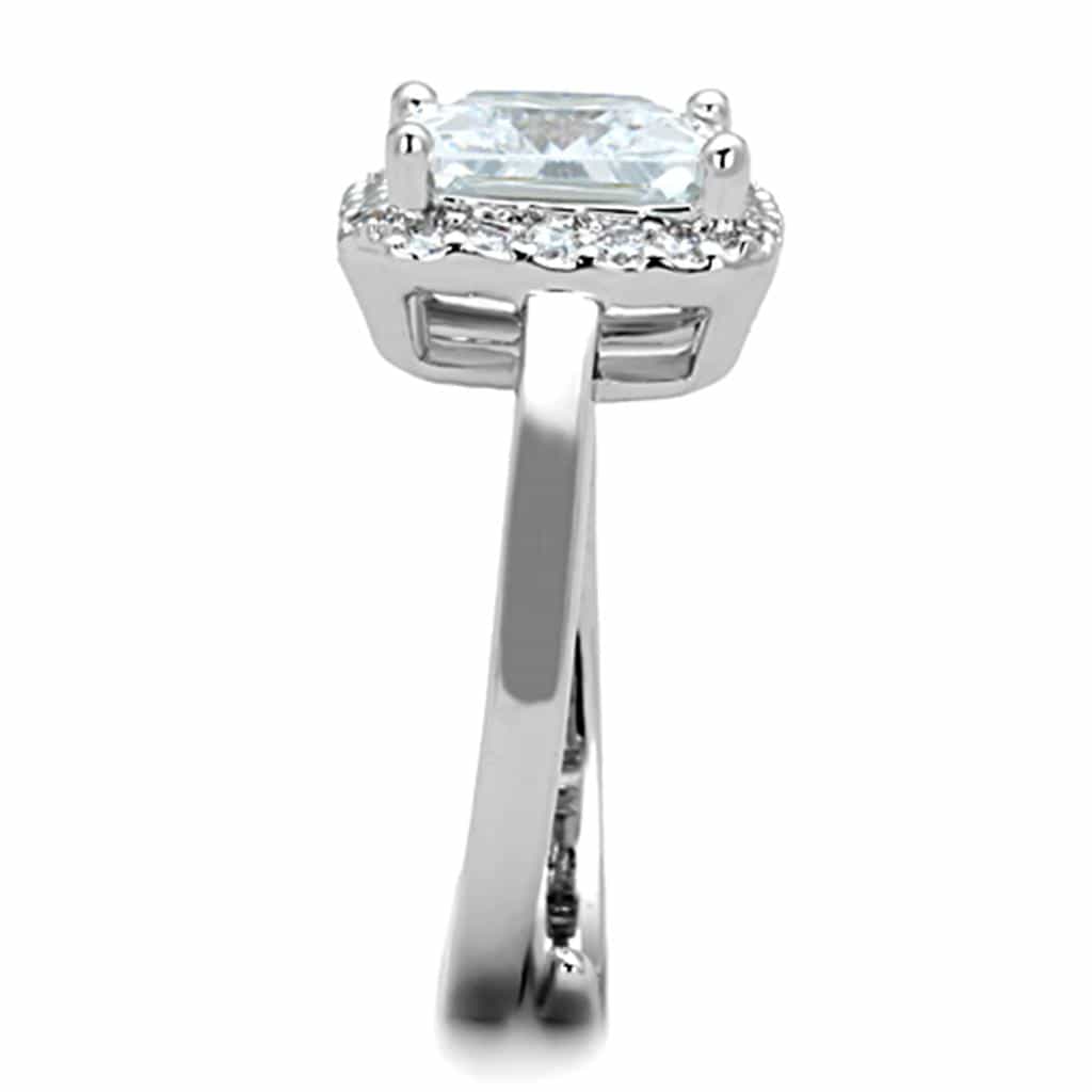 Brass CZ Princess Halo Split Shank Ring view 8