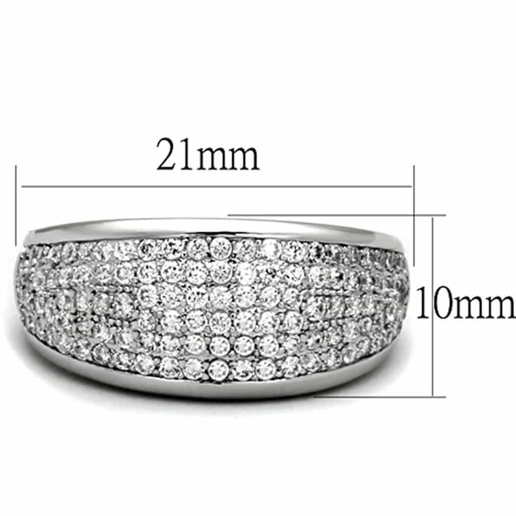Brass CZ Pave Multi-Row Wide Dome Band Ring view 4