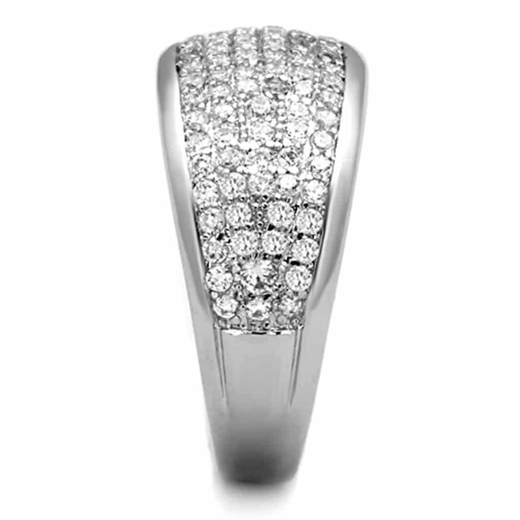Brass CZ Pave Multi-Row Wide Dome Band Ring view 8