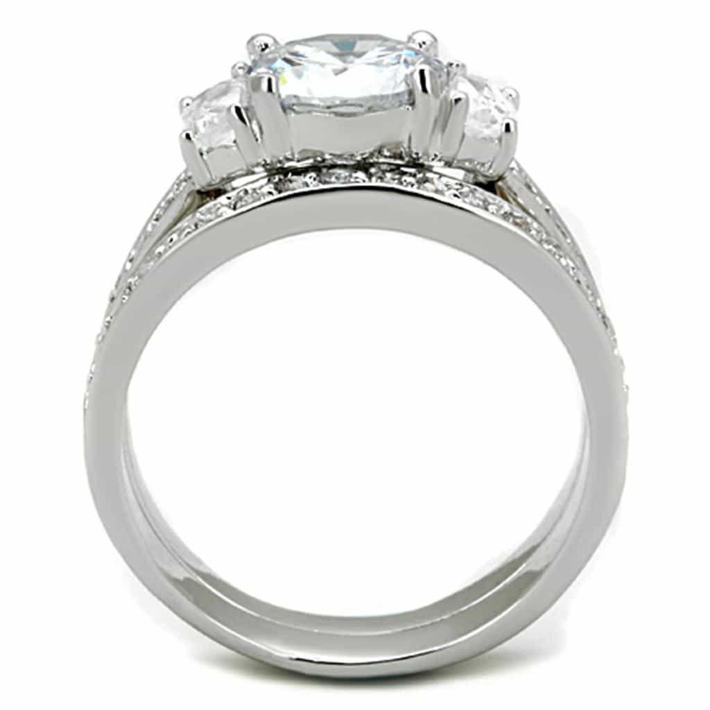 Brass CZ Round Solitaire Pave Split Shank Set Ring view 6