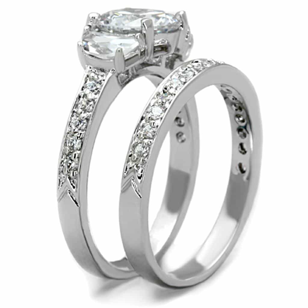 Brass CZ Round Solitaire Pave Split Shank Set Ring view 8