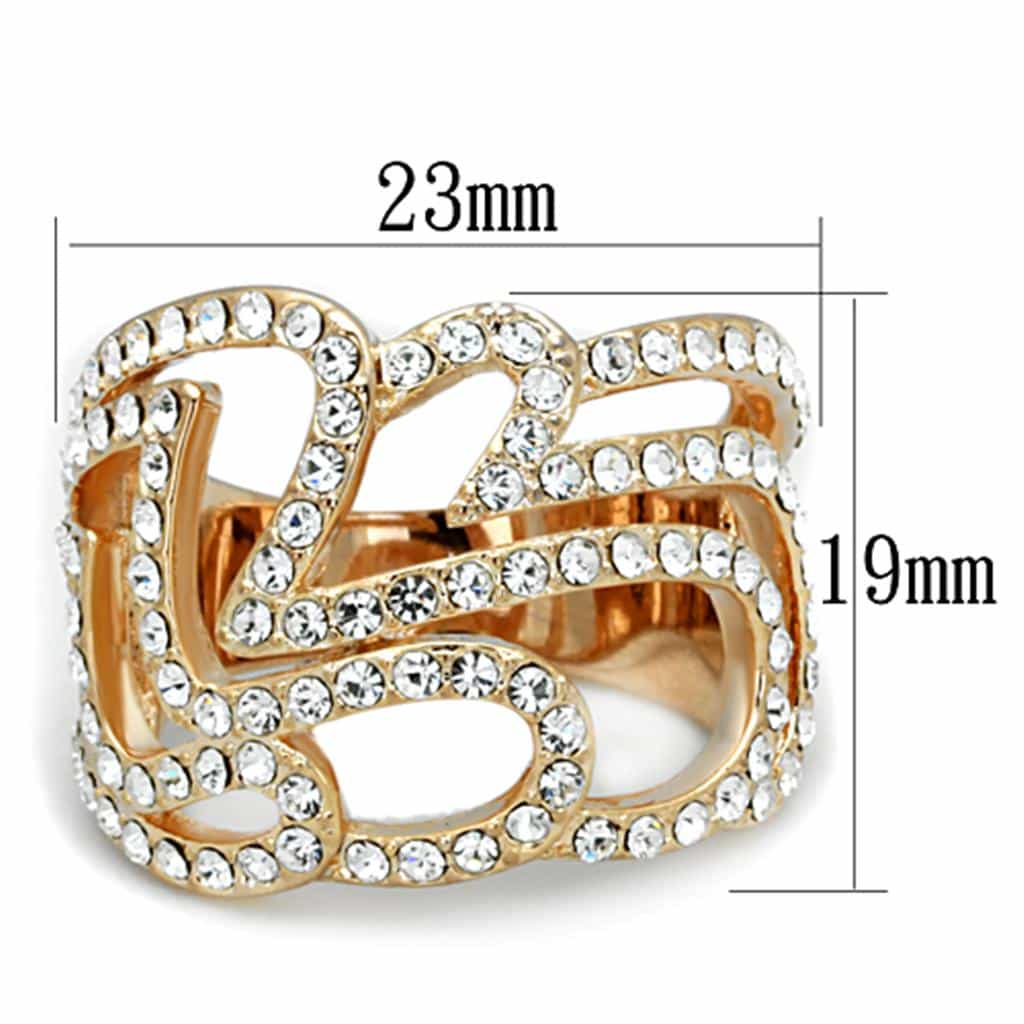 Brass Gold CZ Pave Heart Leaf Wide Dome Ring view 4