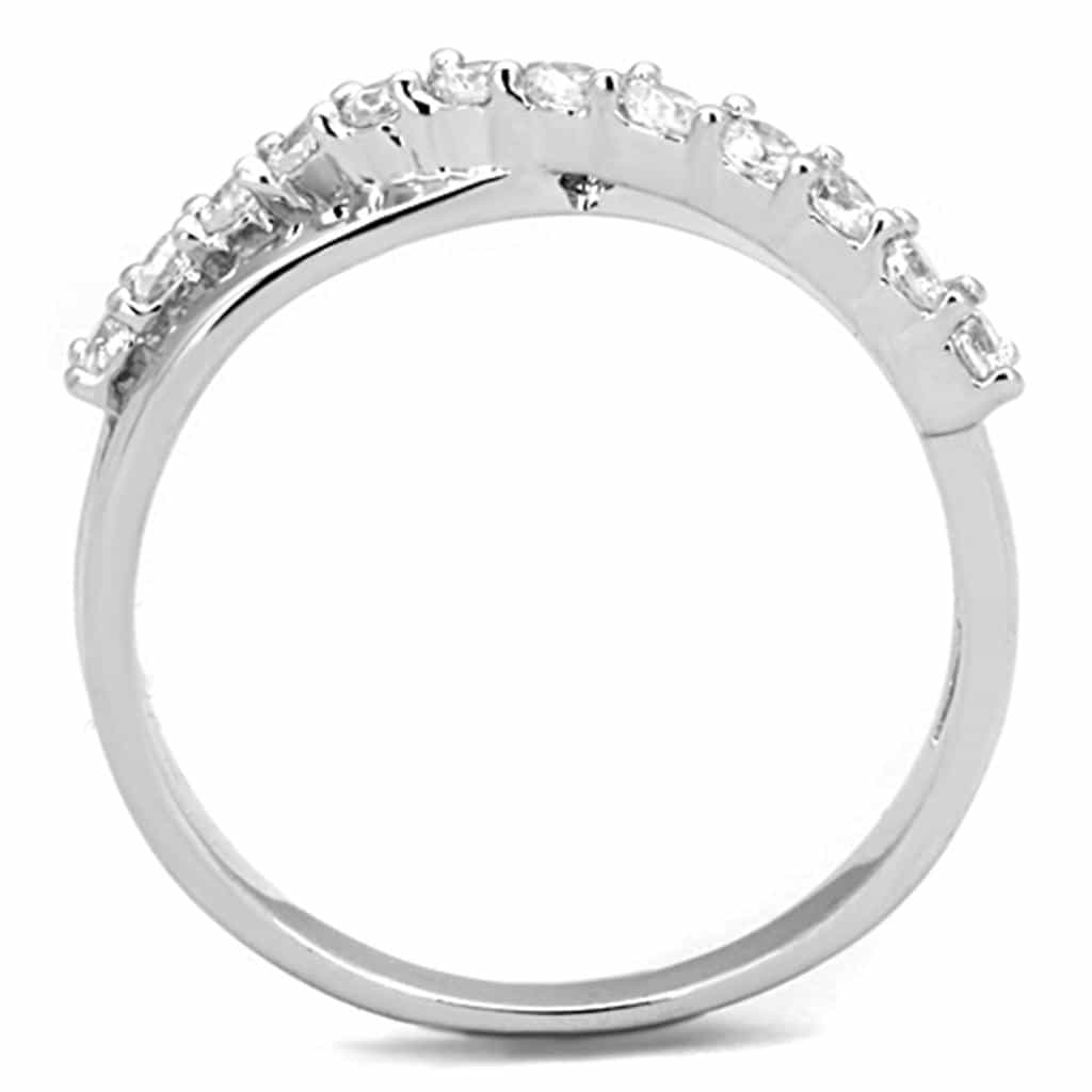 Brass CZ Channel X Crossover Band Ring view 6