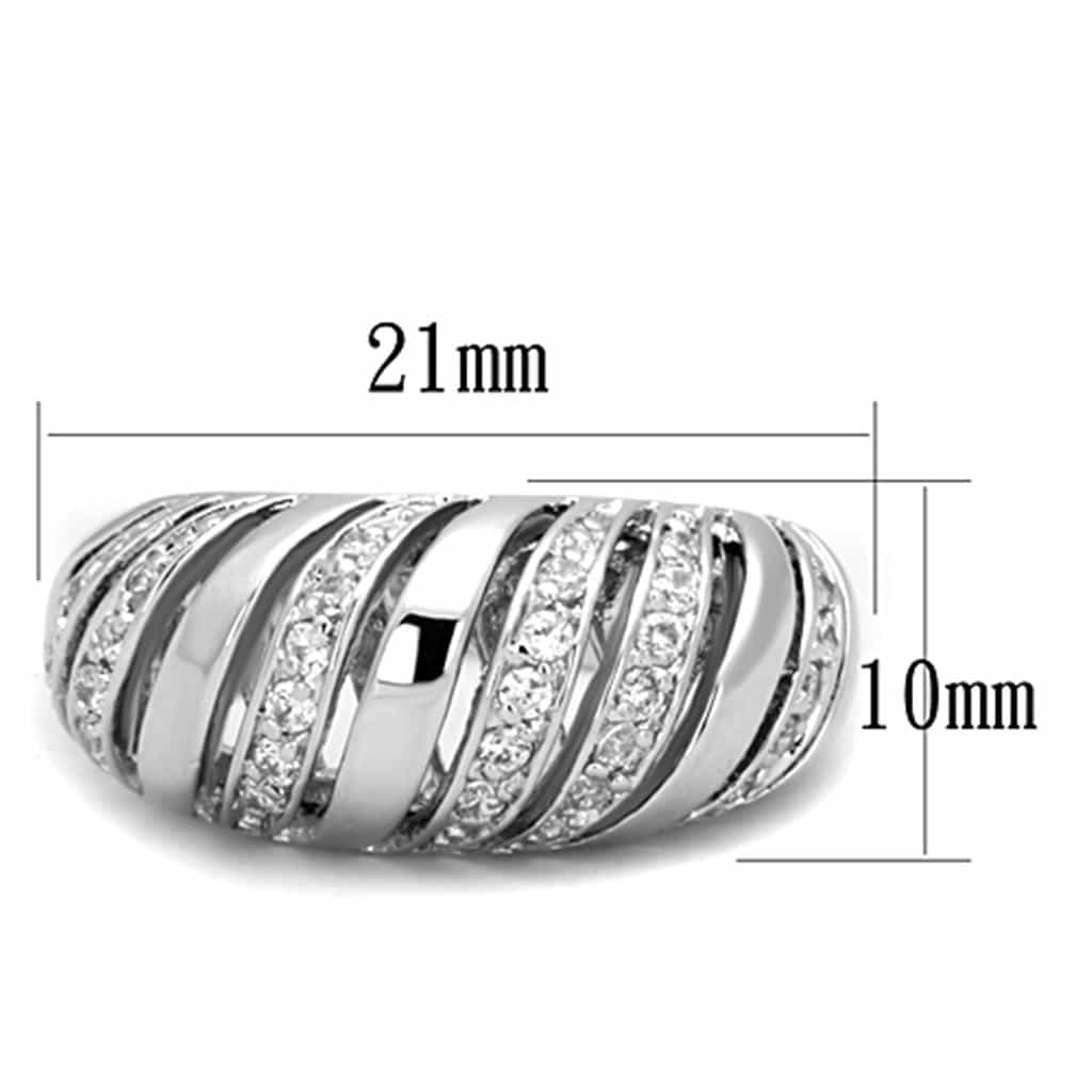 Brass CZ Pave Ribbed Dome Wide Band Ring view 4