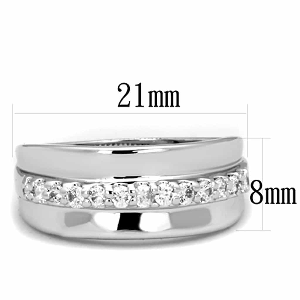 Brass CZ Pave Double Row Polished Band Ring view 4