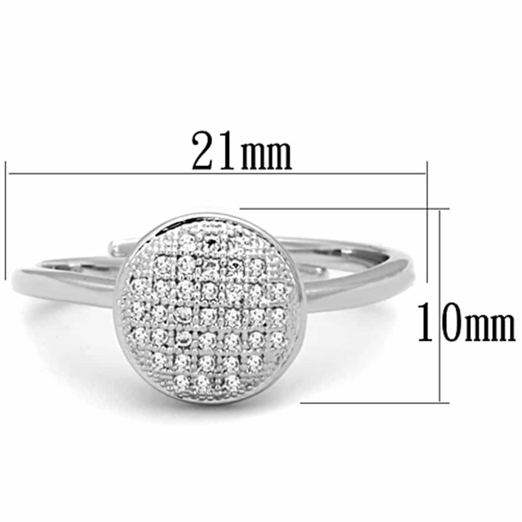 Brass CZ Pave Circle Disc Solitaire Ring view 4