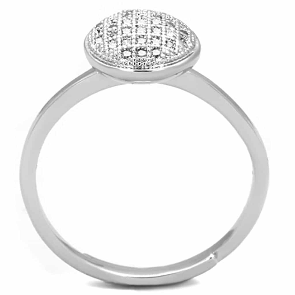 Brass CZ Pave Circle Disc Solitaire Ring view 6