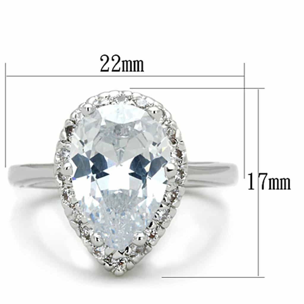Brass CZ Pear Halo Solitaire Ring view 4