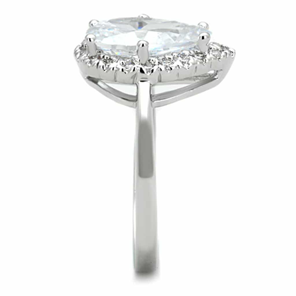 Brass CZ Pear Halo Solitaire Ring view 8