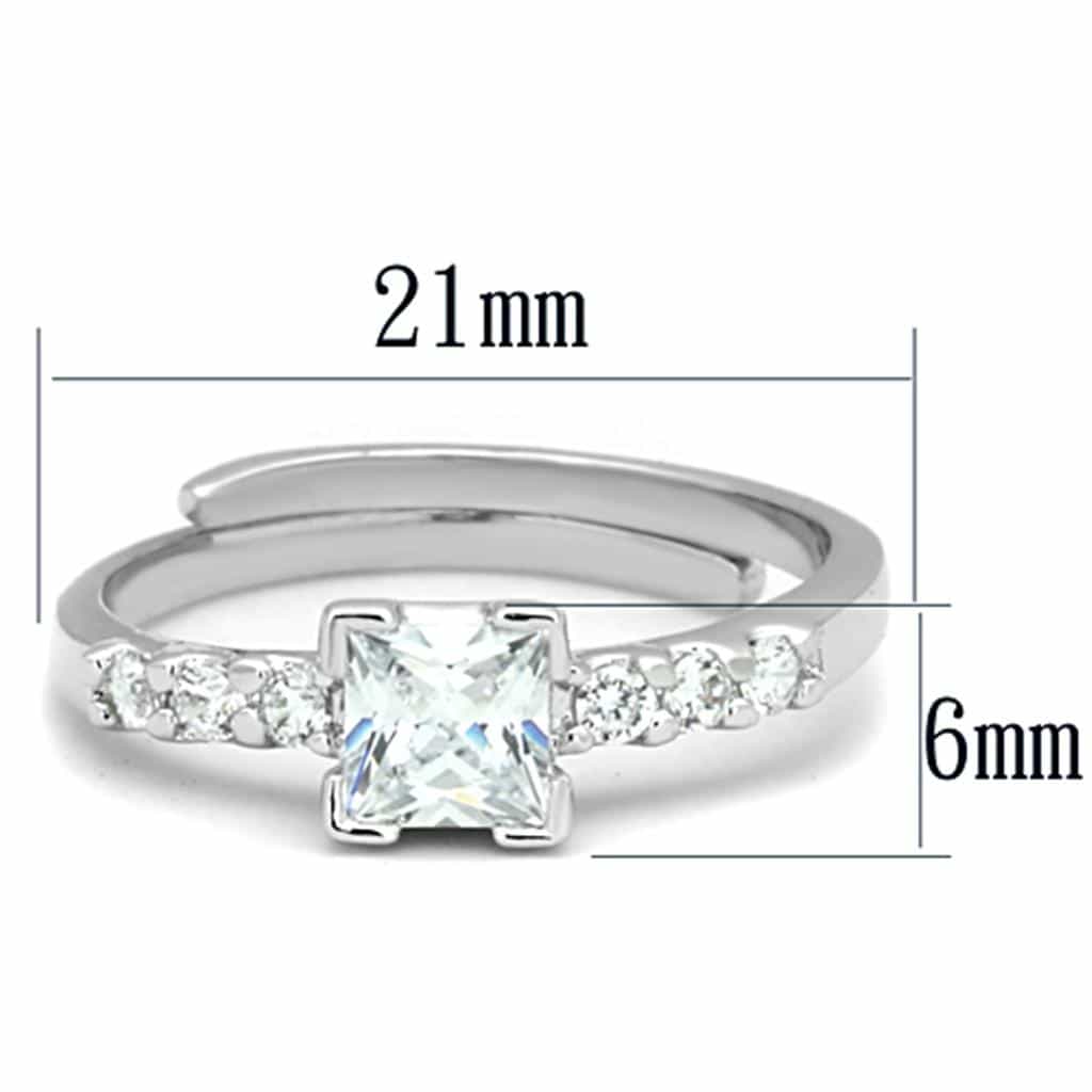 Brass CZ Princess Side Stone Ring view 4
