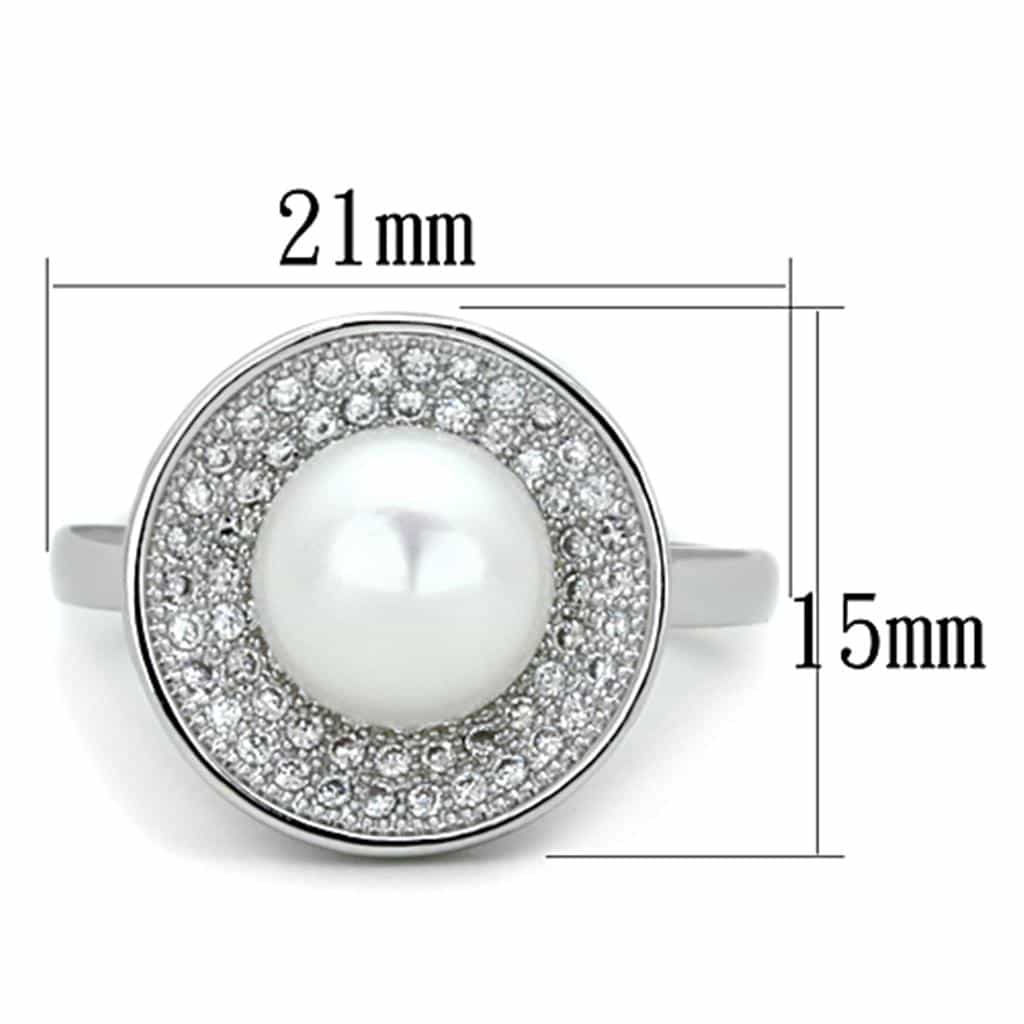 Brass Pearl CZ Double Halo Solitaire Ring view 4