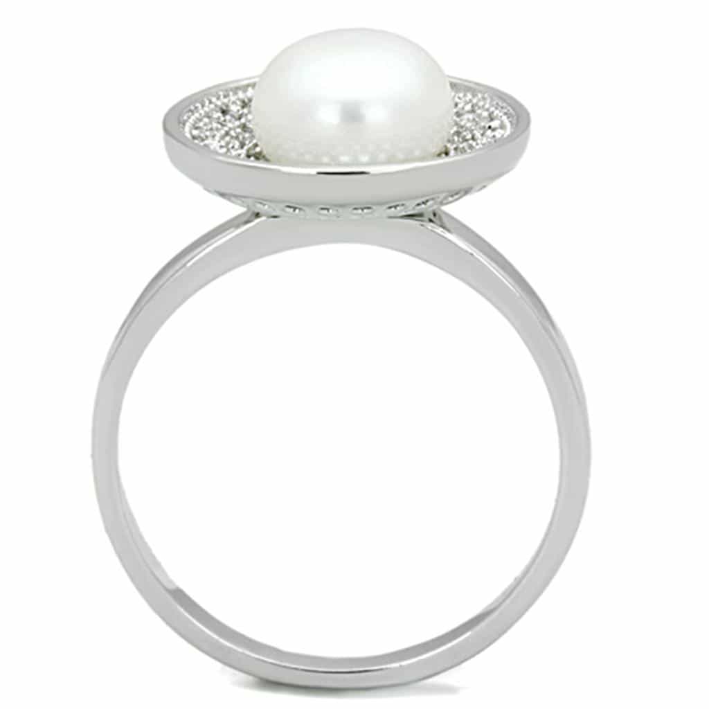 Brass Pearl CZ Double Halo Solitaire Ring view 6