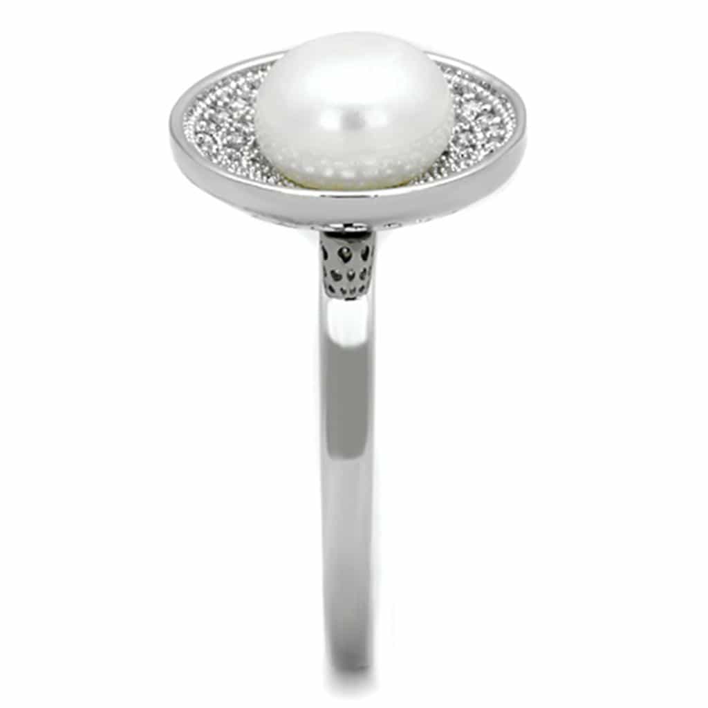 Brass Pearl CZ Double Halo Solitaire Ring view 8