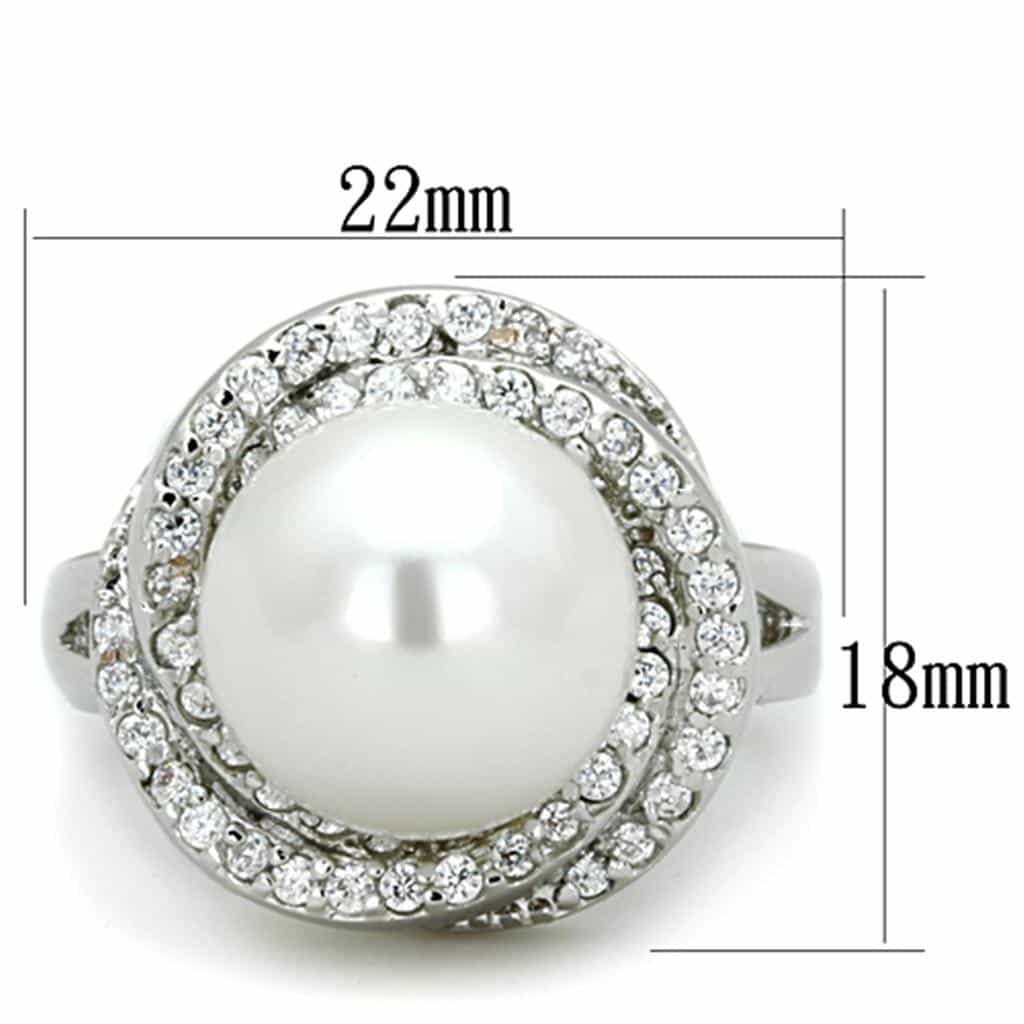 Brass Pearl CZ Halo Solitaire Ring view 4