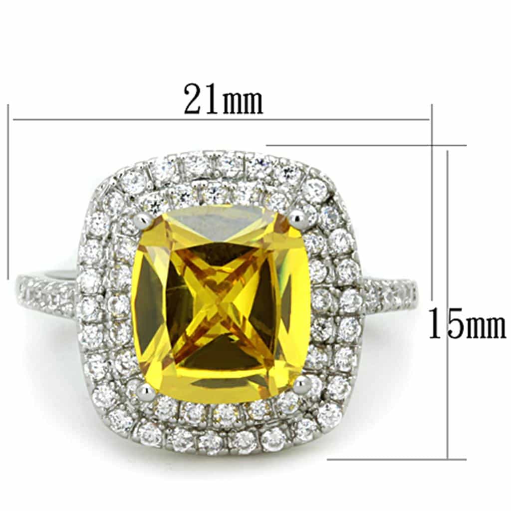 Brass Yellow CZ Cushion Double Halo Ring view 4