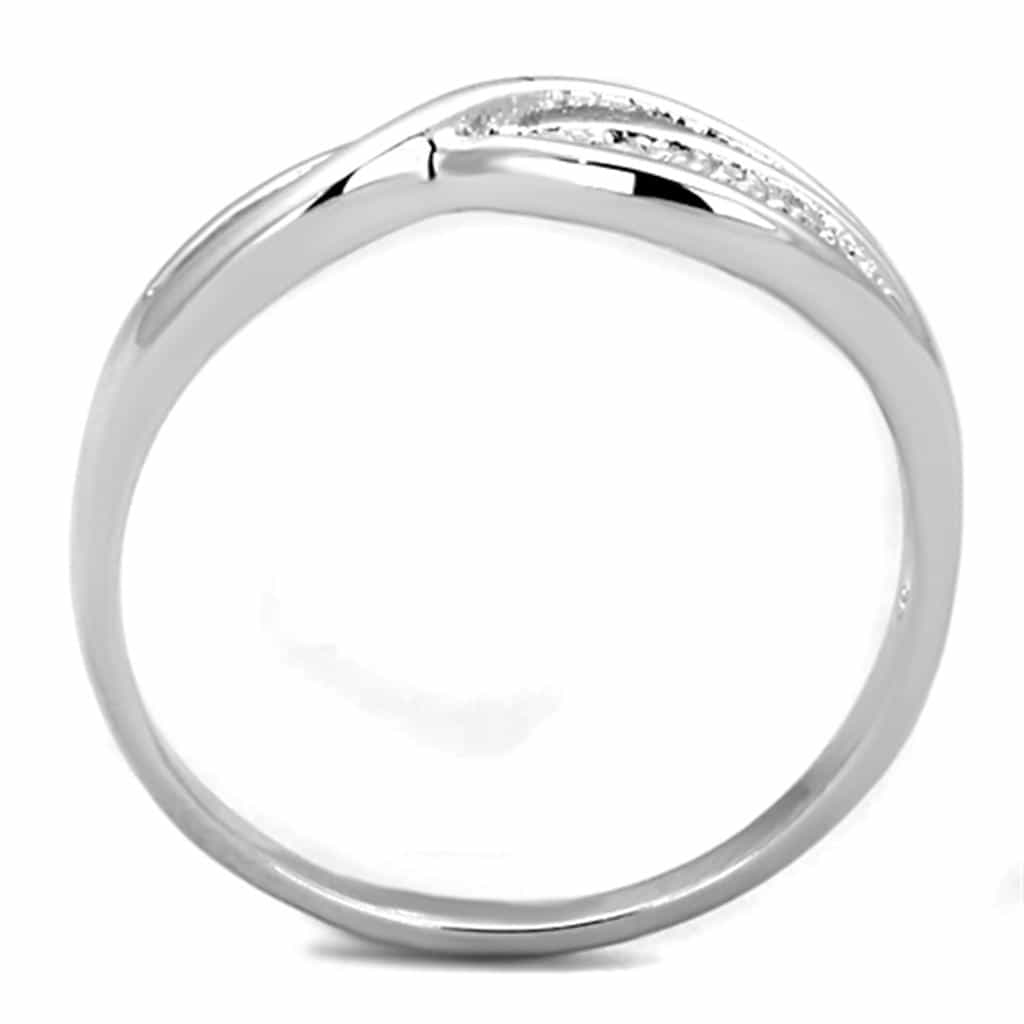 Brass CZ Pave Wave Open Twist Band Ring view 6