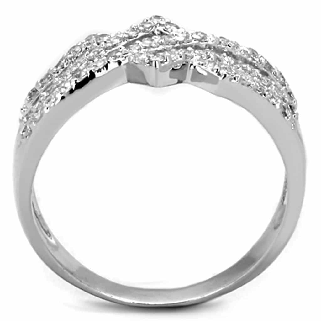 Brass CZ Pave Triple Wave Crossover Ring view 6