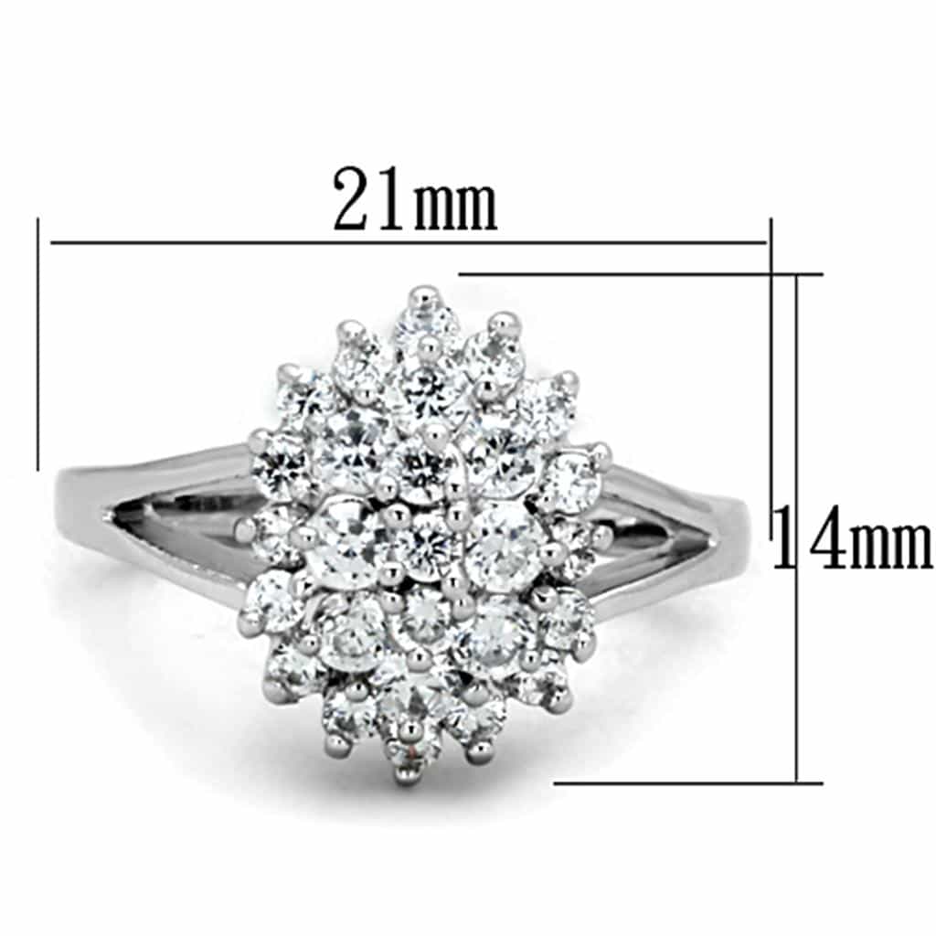 Brass CZ Round Cluster Flower Halo Ring view 4