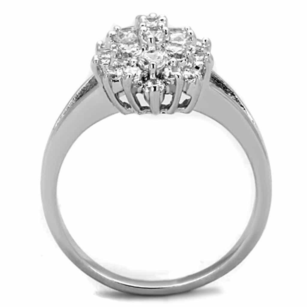 Brass CZ Round Cluster Flower Halo Ring view 6