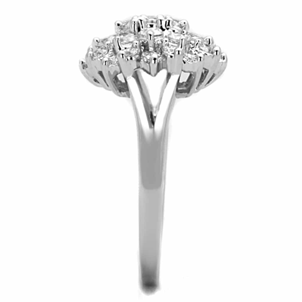 Brass CZ Round Cluster Flower Halo Ring view 8