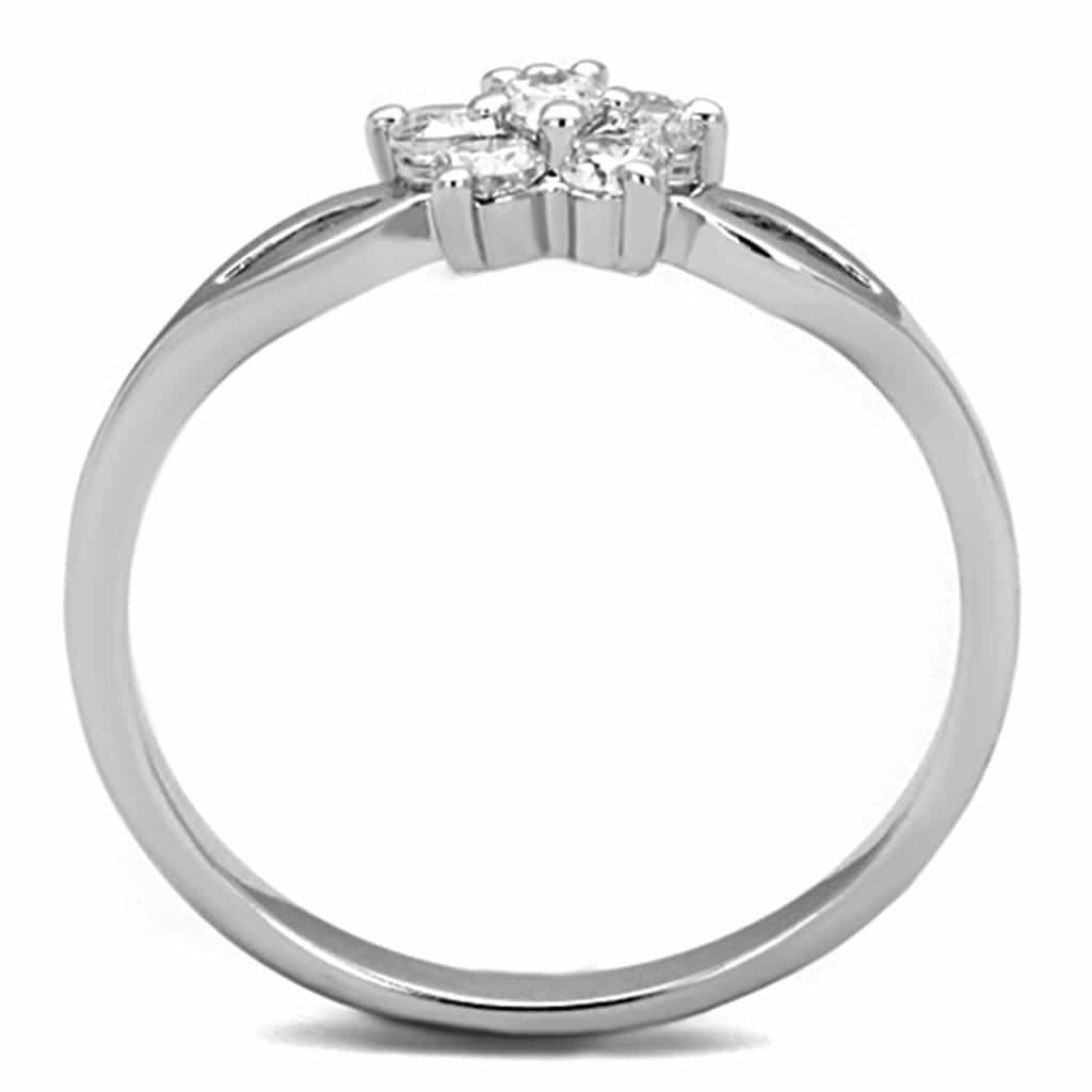 Brass CZ Cluster Flower Bypass Ring view 6