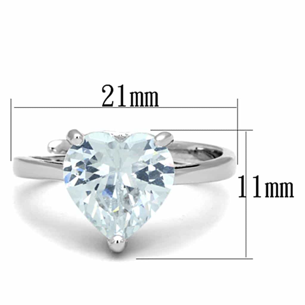 Brass CZ Heart Solitaire Cathedral Ring view 4