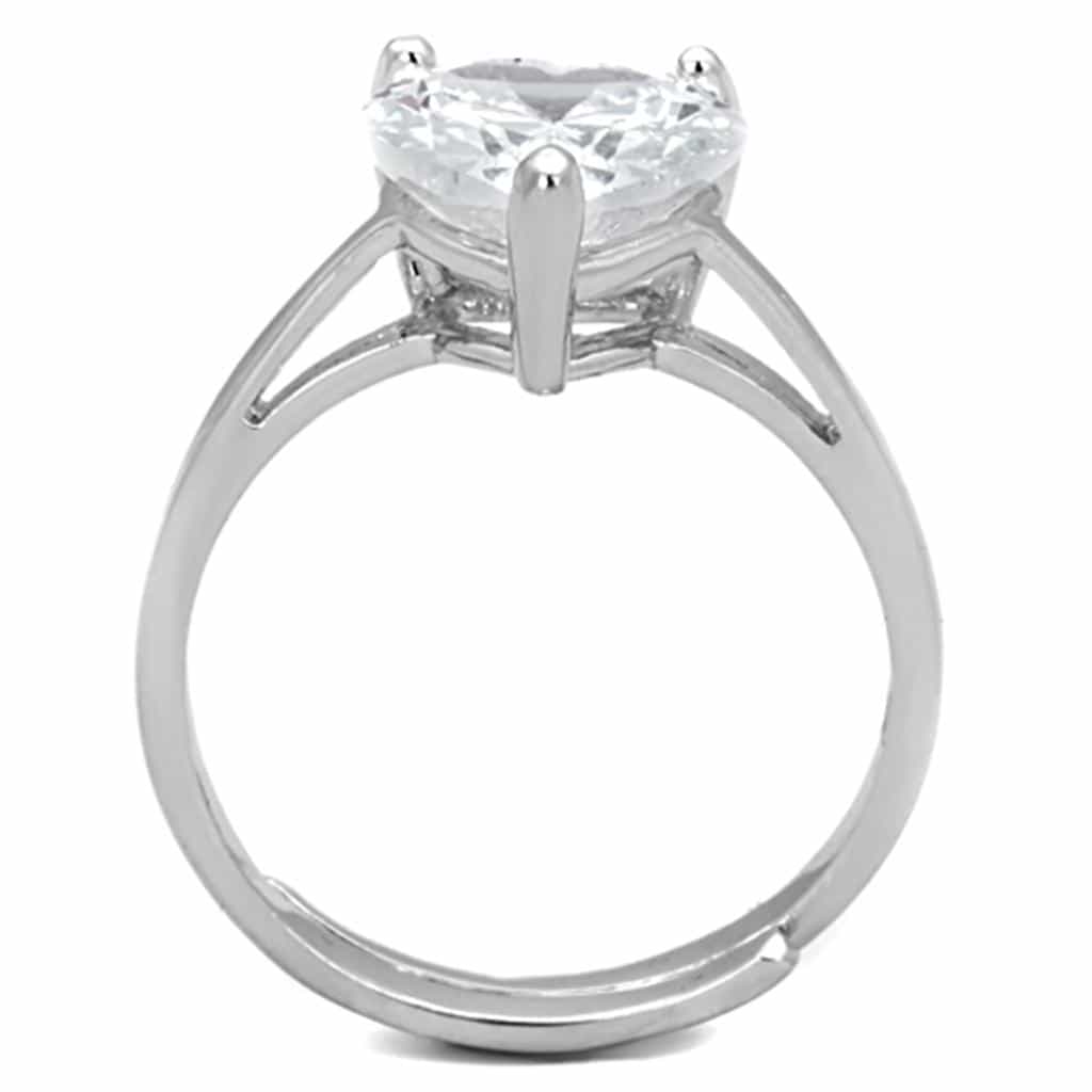 Brass CZ Heart Solitaire Cathedral Ring view 6