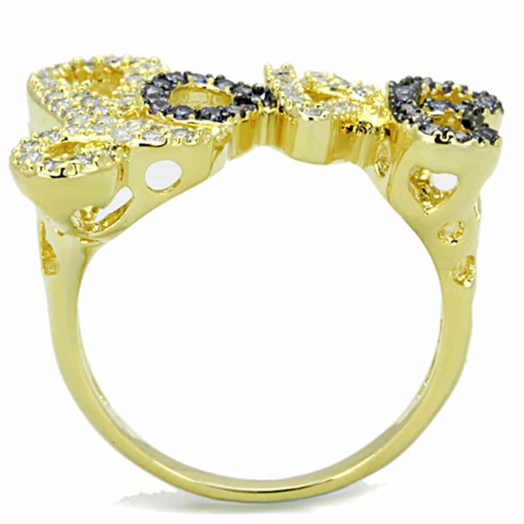 Brass Gold CZ Pave Love Script Word Ring view 6
