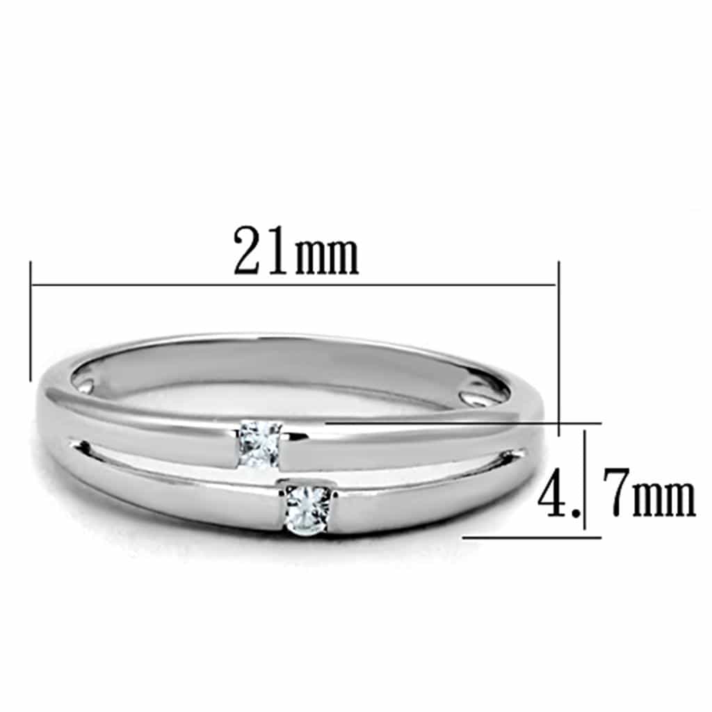 Brass CZ Princess Bezel Minimalist Band Ring view 4