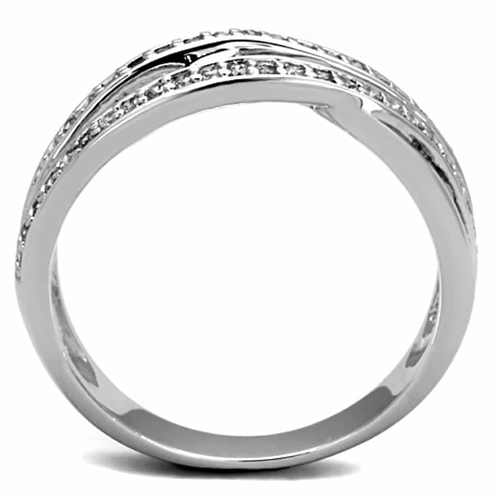 Brass CZ Pave Double Crossover X Band Ring view 6