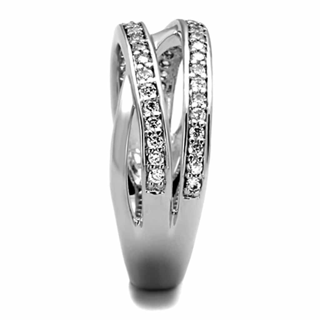 Brass CZ Pave Double Crossover X Band Ring view 8
