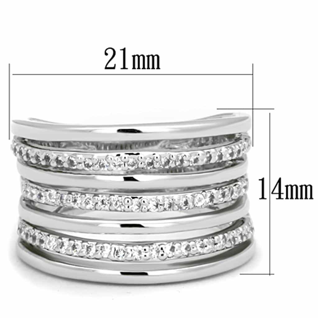 Brass CZ Pave Triple Row Wide Band Ring 3W791 view 4