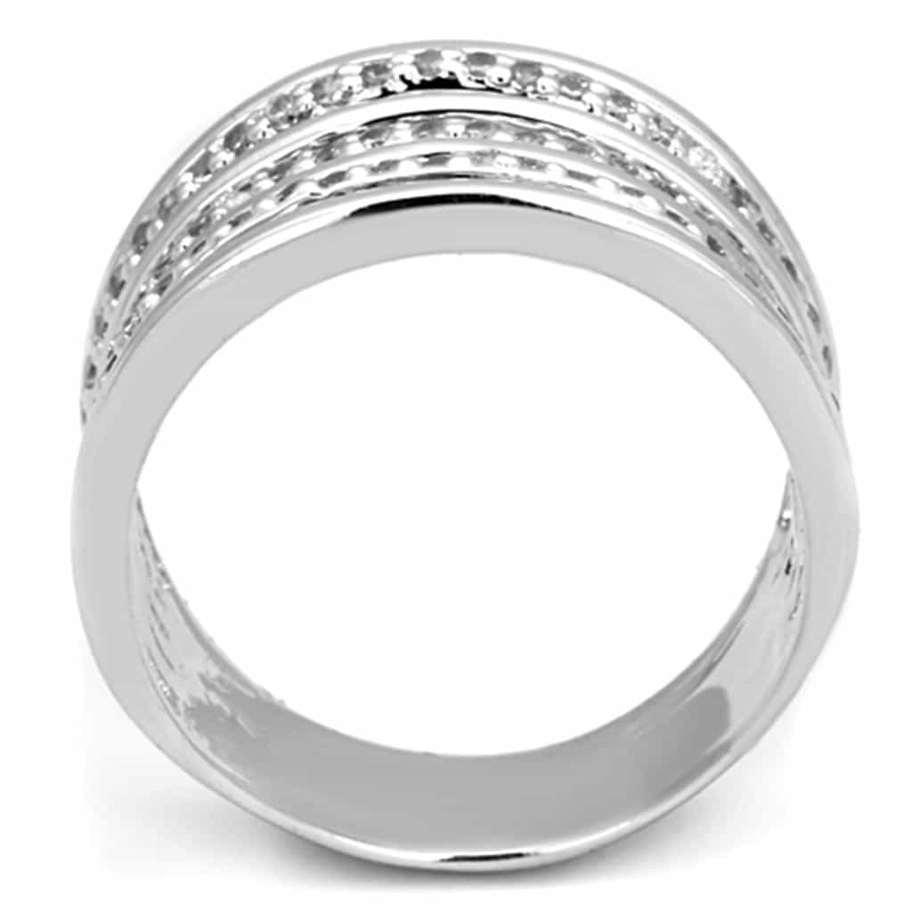 Brass CZ Pave Triple Row Wide Band Ring 3W791 view 6