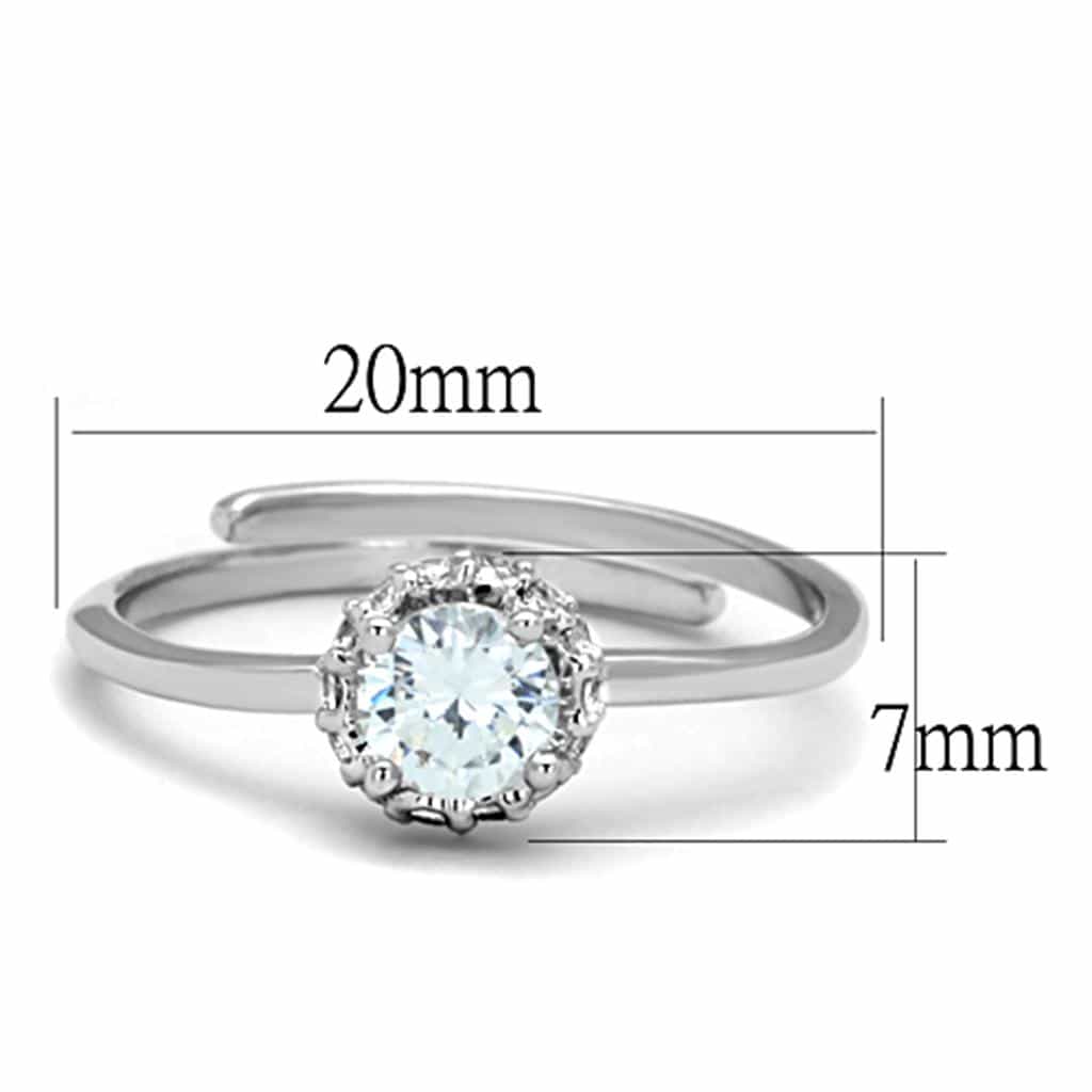 Brass CZ Round Halo Split Shank Solitaire Ring view 4