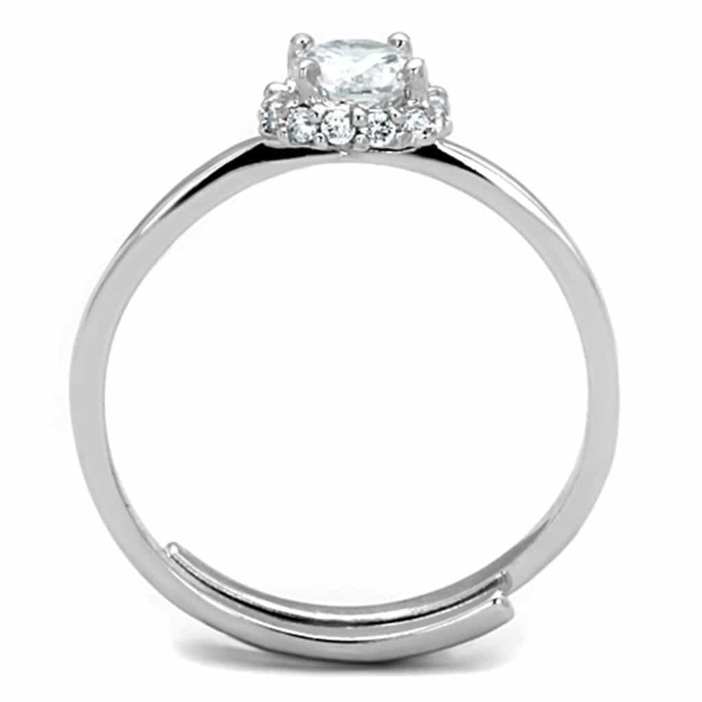 Brass CZ Round Halo Split Shank Solitaire Ring view 6