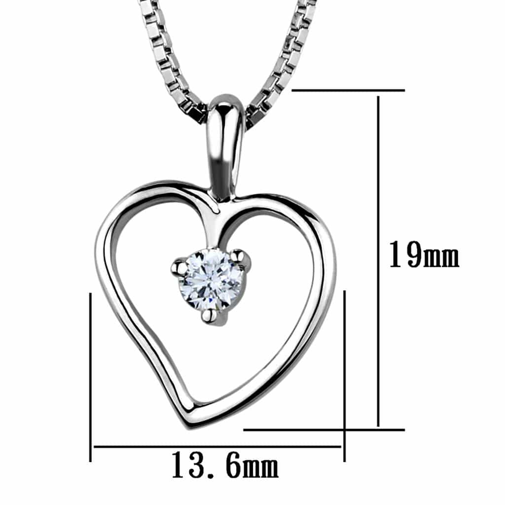 Brass CZ Open Heart Solitaire Pendant view 4