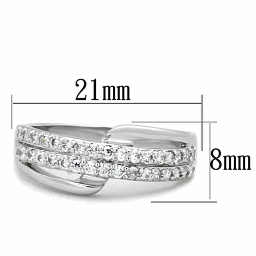 Brass CZ Pave Bow Wave Crossover Wide Band Ring view 4