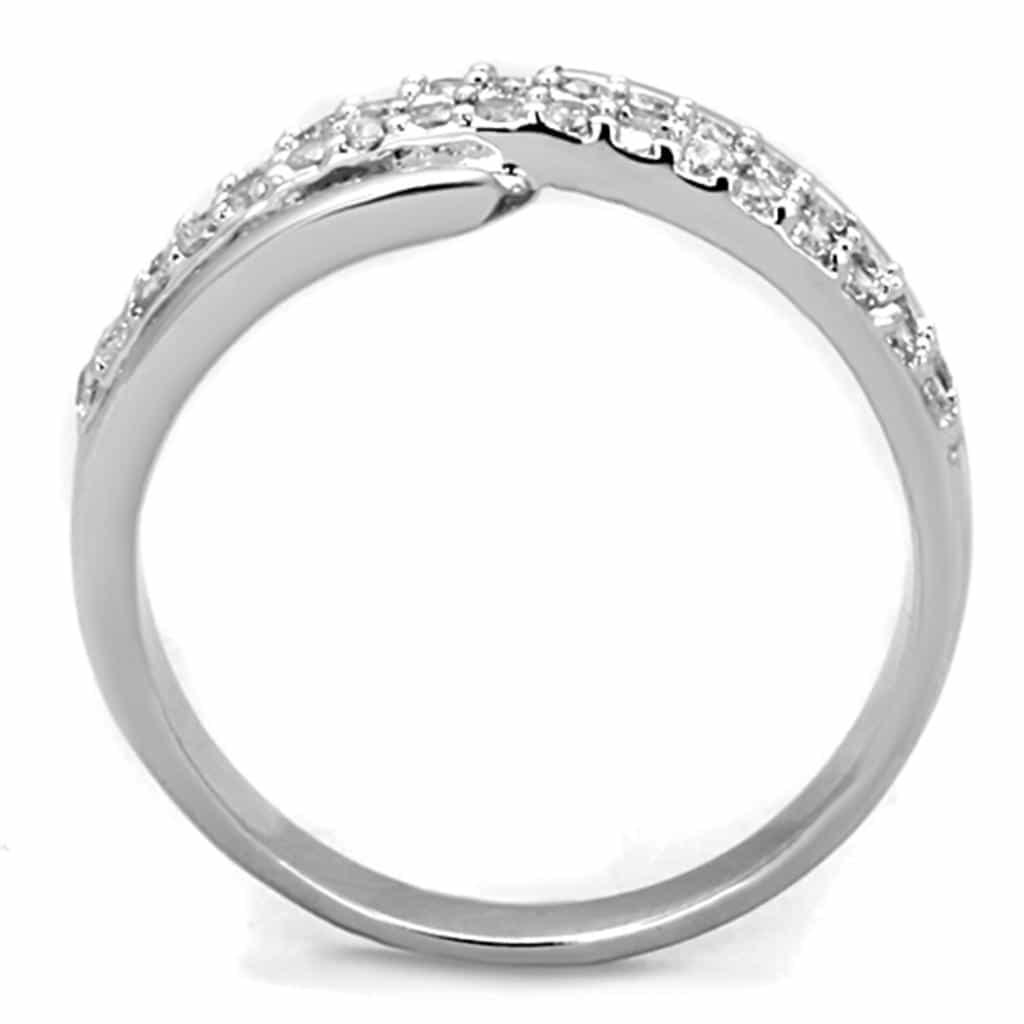 Brass CZ Pave Bow Wave Crossover Wide Band Ring view 6