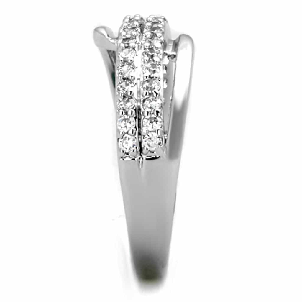 Brass CZ Pave Bow Wave Crossover Wide Band Ring view 8